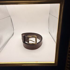 Vintage Guess Brown Leather Belt Brass Buckle Size 30 Made in USA